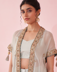 Gohar Ice Blue Cape Set