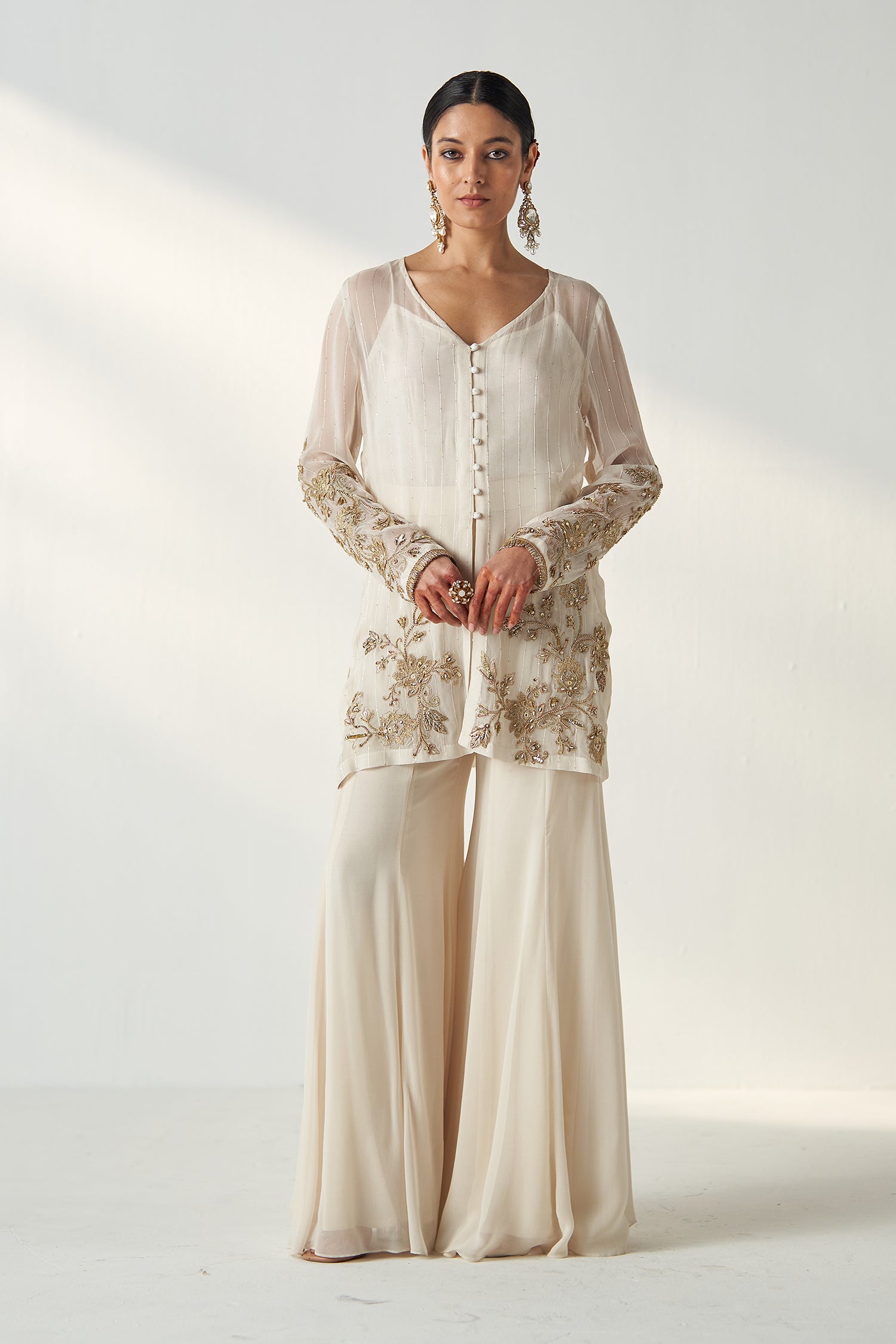 Tara Ivory Sharara Set