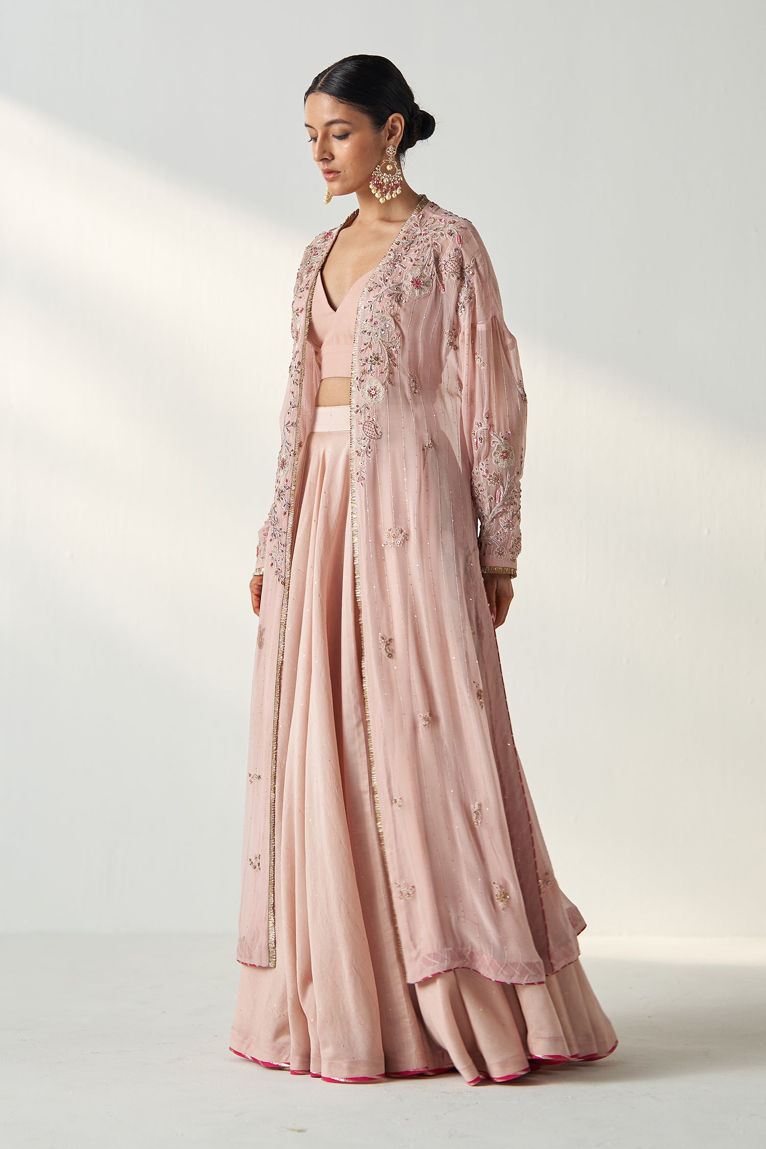 Zoya Blush Pink Cape Lehenga Set