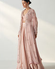 Zoya Blush Pink Cape Lehenga Set
