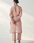 Pakhi Blush Pink Sheer Kurta Pant Set