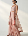Prisha Blush Pink Cape Gharara Set