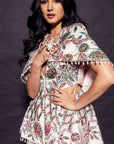 Peachy Pink Fully Handcrafted Capelet Peplum Jacket With Embellished Sharara