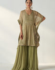 Suhana Green Kaftan Gharara Set