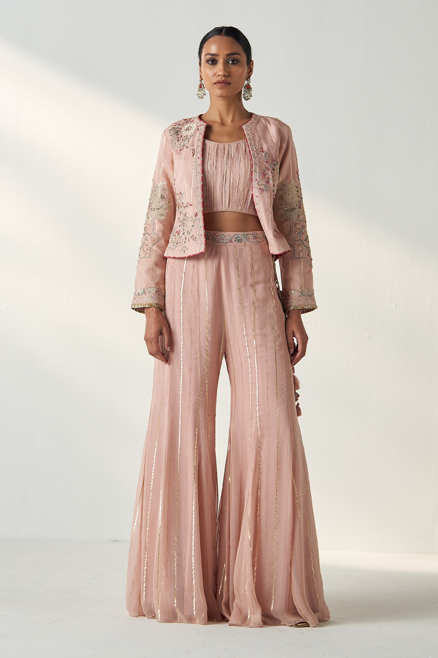 Sadhana Blush Pink Jacket Sharara Set