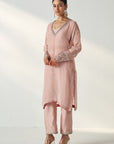 Pakhi Blush Pink Sheer Kurta Pant Set