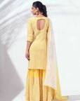 Intricately Sequined Ombre Anarkali Set in Green Georgette