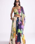 Bluey Blouse, Scallop Dupatta and Magnolia Lehenga