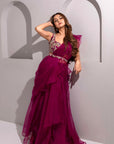 Plum Saree