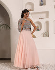 Peachy Pink Ajrakh Embroidered One Shoulder Top With Skirt And Ajrakh Belt