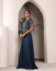 Cobalt Blue Embroidered Gown