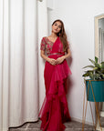 Pink Hibiscus Pre Draped Saree