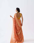 Traditional Banarasee Bandhani Saree In a Vibrant Orange Color
