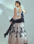 Hand Embroidered Lilac Lehenga with Ruffle Dupatta and Feather Details
