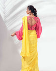 Mint Green Drape Skirt Set with Ruffle Dupatta - Tussar Silk