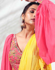 Mint Green Drape Skirt Set with Ruffle Dupatta - Tussar Silk
