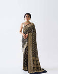 Traditional Banarasee Bandhani Saree In A Royal Black