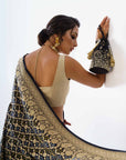Traditional Banarasee Bandhani Saree In A Royal Black