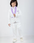 Boys Coat Pant Shirt & Bow Set with Stylish Lapel