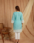 Turquoise Self Adorned Co-Ord Set Set Of 2