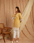 Beige Self Adorned Co-Ord Set Set Of 2