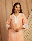 Peach Self Adorned Co-Ord Set Set Of 2