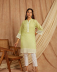 Green Self Adorned Co-Ord Set Set Of 2