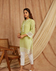 Green Self Adorned Co-Ord Set Set Of 2