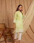Green Self Adorned Co-Ord Set Set Of 2