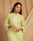Green Self Adorned Co-Ord Set Set Of 2