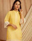 Yellow Self Adorned Co-Ord Set Set Of 2