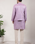 ChikanKari Silk Kurta Set - Light Purple