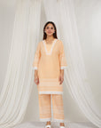Papaya Thread Embroidered Cotton Co-Ord Set Of 2