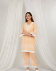 Papaya Thread Embroidered Cotton Co-Ord Set Of 2