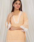 Papaya Thread Embroidered Cotton Co-Ord Set Of 2