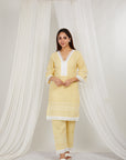 Lemon Thread Embroidered Cotton Co-Ord Set Of 2