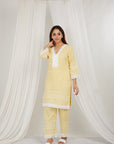 Lemon Thread Embroidered Cotton Co-Ord Set Of 2