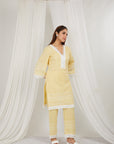 Lemon Thread Embroidered Cotton Co-Ord Set Of 2