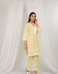 Lemon Thread Embroidered Cotton Co-Ord Set Of 2