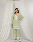 Avocado Thread Embroidered Cotton Co-Ord Set Of 2