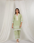 Avocado Thread Embroidered Cotton Co-Ord Set Of 2