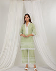 Avocado Thread Embroidered Cotton Co-Ord Set Of 2