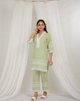 Avocado Thread Embroidered Cotton Co-Ord Set Of 2