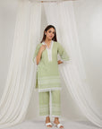 Avocado Thread Embroidered Cotton Co-Ord Set Of 2