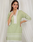 Avocado Thread Embroidered Cotton Co-Ord Set Of 2