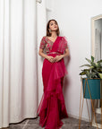 Pink Hibiscus Pre Draped Saree