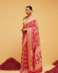 Traditional Pink Georgette Bandhani Banarasee Saree