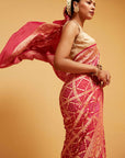 Traditional Pink Georgette Bandhani Banarasee Saree