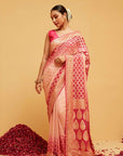 Traditional Pink Georgette Bandhani Banarasee Saree