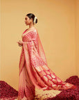 Traditional Pink Georgette Bandhani Banarasee Saree